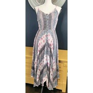 Angie Sleeveless Floral Maxi Dress Small Patchwork Rayon Boho Peasant Festival